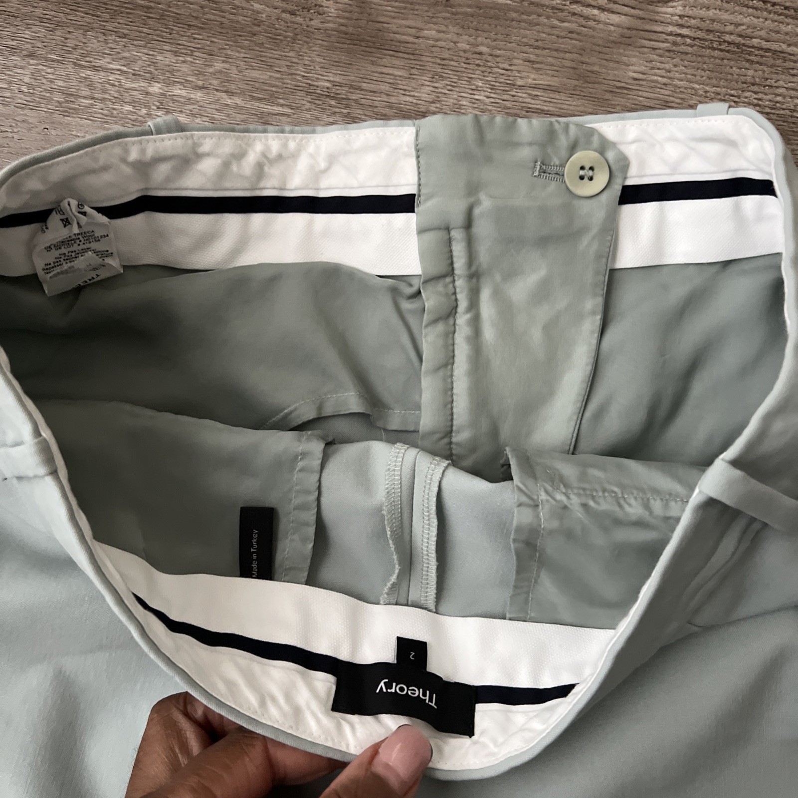 Theory Treeca Traceable Wool Pants Light Blue Ank… - image 12