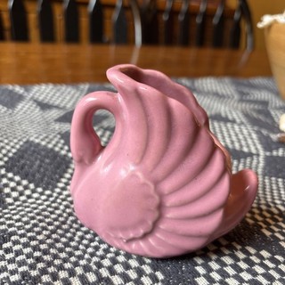 Vintage MCM Pink Swan Ceramic Planter 1950's Art Deco 3.5" Tall