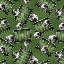 Blank Quilting - Goalbound - Soccer Fields Balls - Green, Fabric BTY