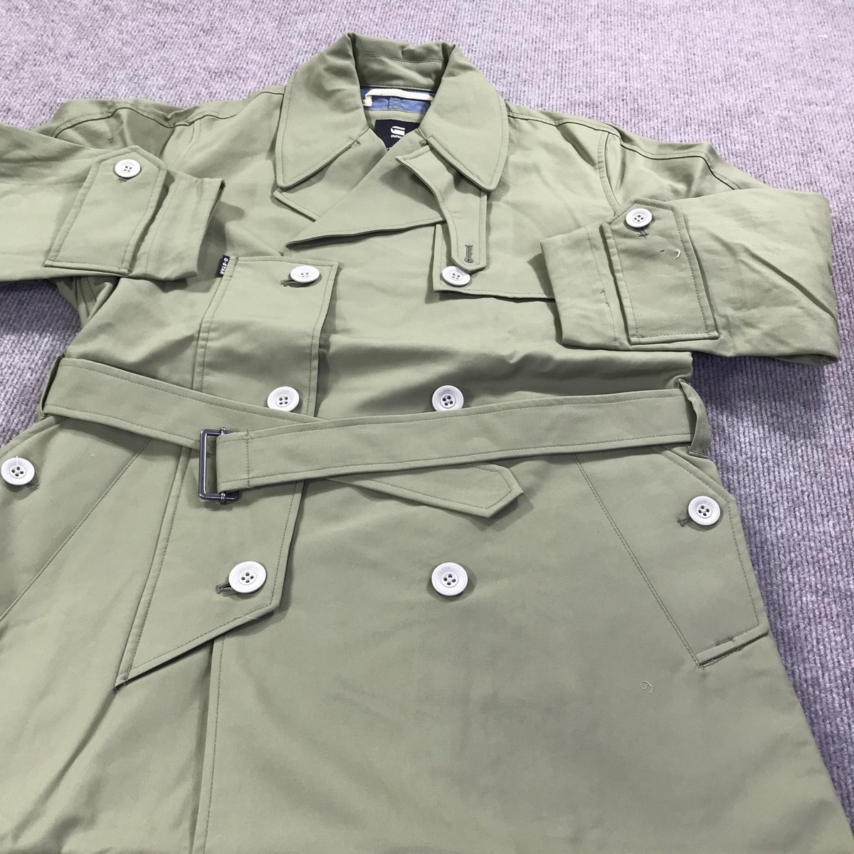 G-Star RAW High Trench Coat Womens Small Fresh Army Green Solar HD