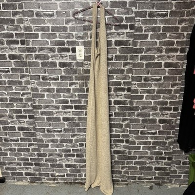 Meshki one shoulder knit dress maxi long tan light brown acrylic SIZE MEDIUM M