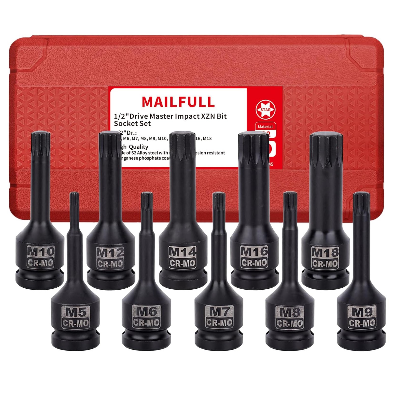 Mailfull 10 Pezzi Set Bussole Esagonali 1/2 M5 M6 M7 M8 M9 M10 M12 M14 M16 M18 - 1