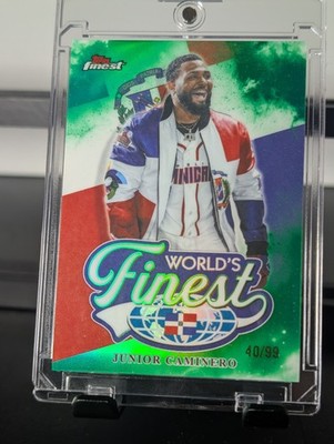 2026 Topps Finest Junior Caminero World's Finest Green Refractor /99 Rays