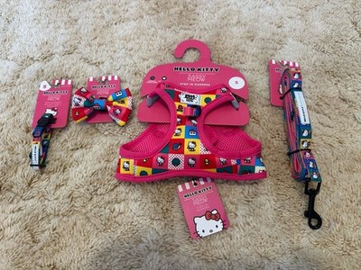 Sassy Meow Hello Kitty Cat Dog Harness Small Collar Small Leash Bow Complete Set