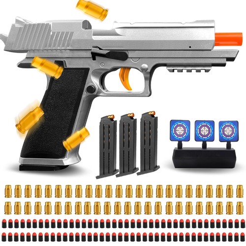 Toy Gun with Soft Bullets, Cool Shell Ejecting Toy Pistols for Boys, Shooting...
