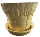 Vintage McCoy Pottery Quilted Leaf Planter w/Saucer 1950s USA