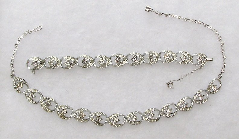 Sarah Coventry Rhinestone Bracelet & Necklace Set