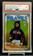 2021 Topps Chrome Ben Baller RONALD ACUNA JR 1986 Gold Refractor /50 PSA 9