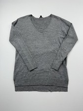Ann Taylor Sweater Womens Medium Gray V Neck Lightweight Knit Pullover
