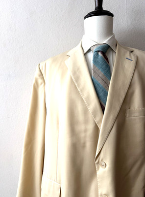Tom James Executive Suit Jacket Coat Mens 52R Wool Cream-Ivory Fine Working Cuff