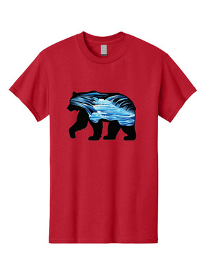 Wave-Bear Mens Graphic Tee, 100% Cotton, Casual Summer Wear