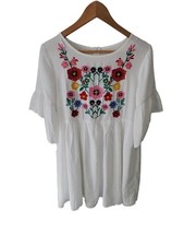 White Boho Dress M BABYDOLL