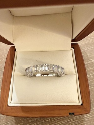 14K Weißgold zierlicher Smaragdschliff Weißtopas 3/4 Ring Größe 10 wunderschön 0,585 