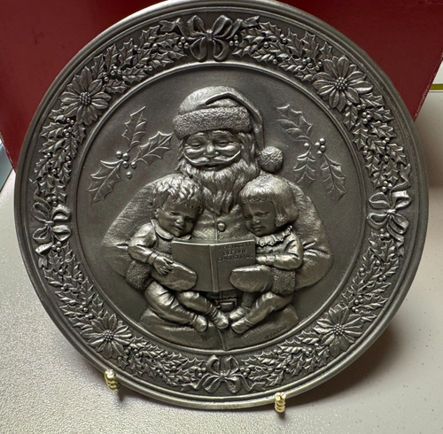 1978 Hudson USA Fine Pewter Christmas 6" Plate W/ Box SANTA CLAUS 4719/10k - Picture 9 of 11