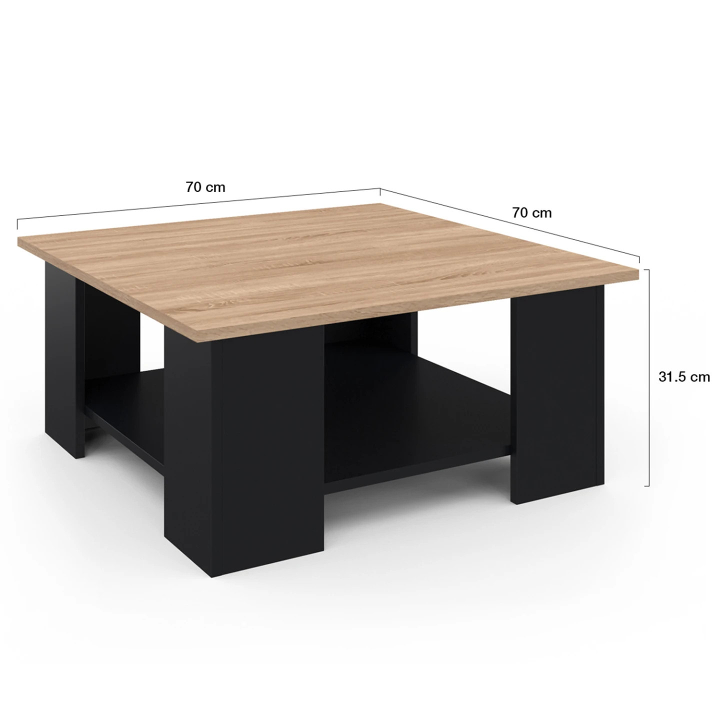 Table basse carrée ELI pour optimiser l'espace d'un petit salon moderne
