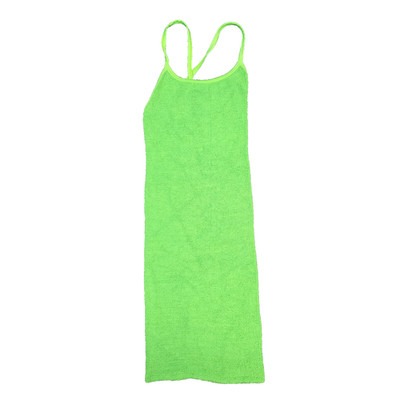 Hunza G Dress Womens One size Green Maxi cross strings fluffy casual bodycon AA