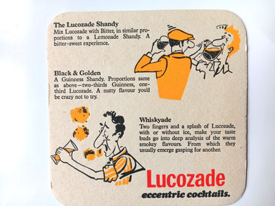Vintage LUCOZADE - Exzentrische Cocktails / The Pub Pick me up .. Bierdeckel/Untersetzer