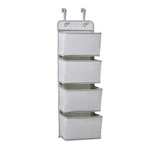 Pocket Nursery Hanging Organizer Storage Holder Gray and White Closet Door