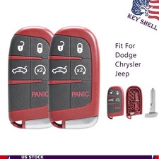 2x Key Fob Cover Shell Case For Jeep Dodge Charger Challenger Chrysler Remote