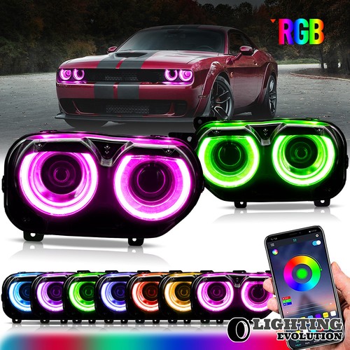 Faros LED RGB para Dodge Challenger R/T SRT Hellcat SXT SE 2015 2016-2022 - Imagen 19 de 19