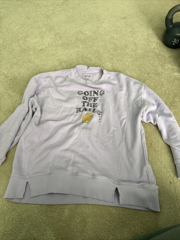 AERIE Purple  Oversized Crewneck Sweatshirt Going Off The Rails