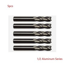 5 Pack 1/2" Solid Carbide End Mills 4 Flute Center Cutting CNC USA