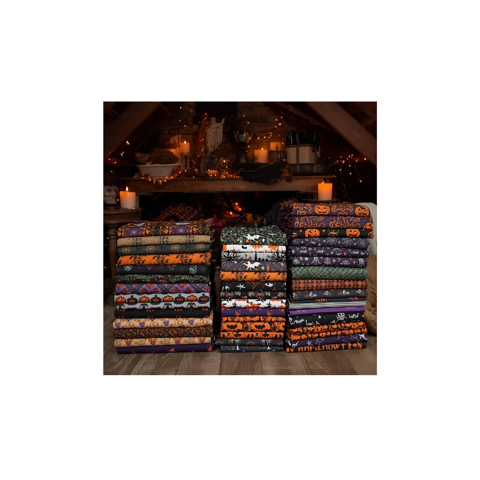 Juego de 8 cuartos de grasa de Halloween de 18" x 21" paquete misterioso precortado Foto 4 de 4