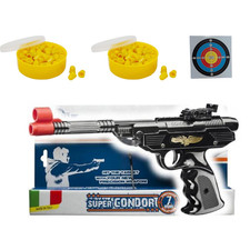 Set Pistola Giocattolo Condor Villa Per Bambini Con 2 Colpi + 1 Bersaglio MDF