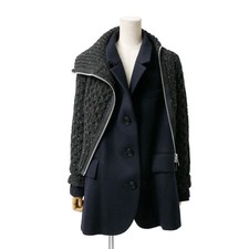 Used Sacai 2-Way Docking Jacket Women  s Black Made in Japan Stylish Size 1