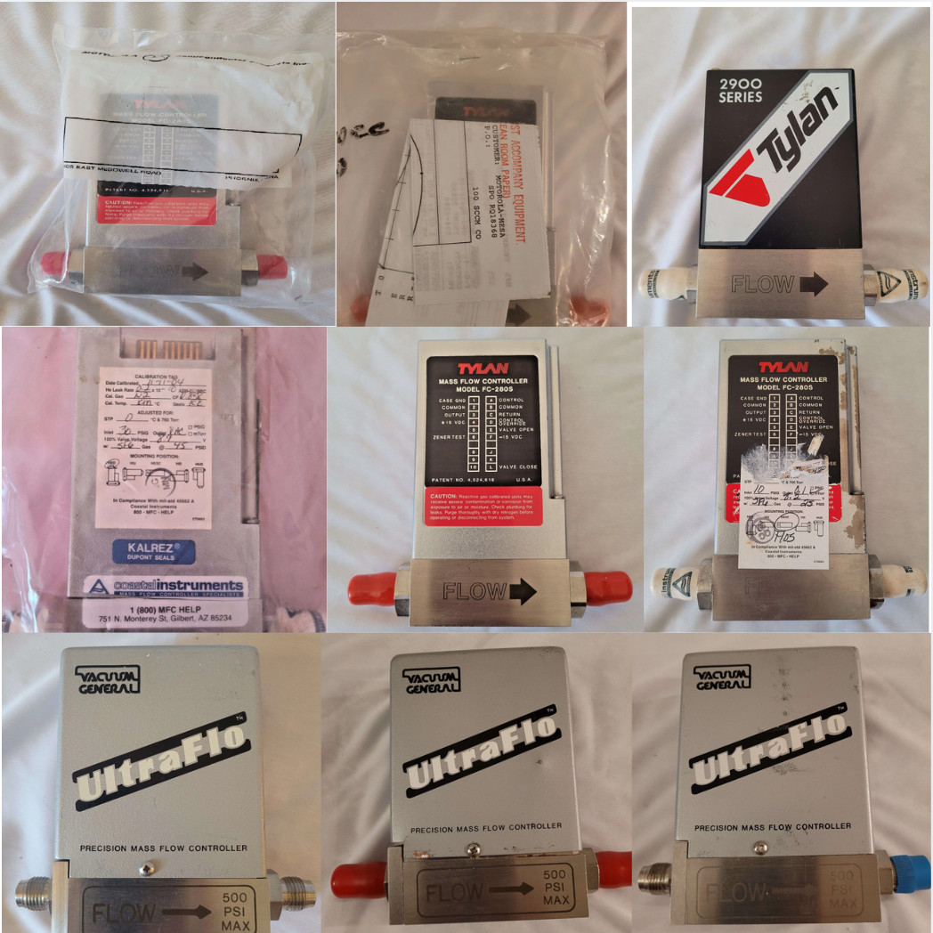 Tylan, Vacuum General UltraFlo Mass Flow Controllers LOT OF 9 FC SCCM SLM