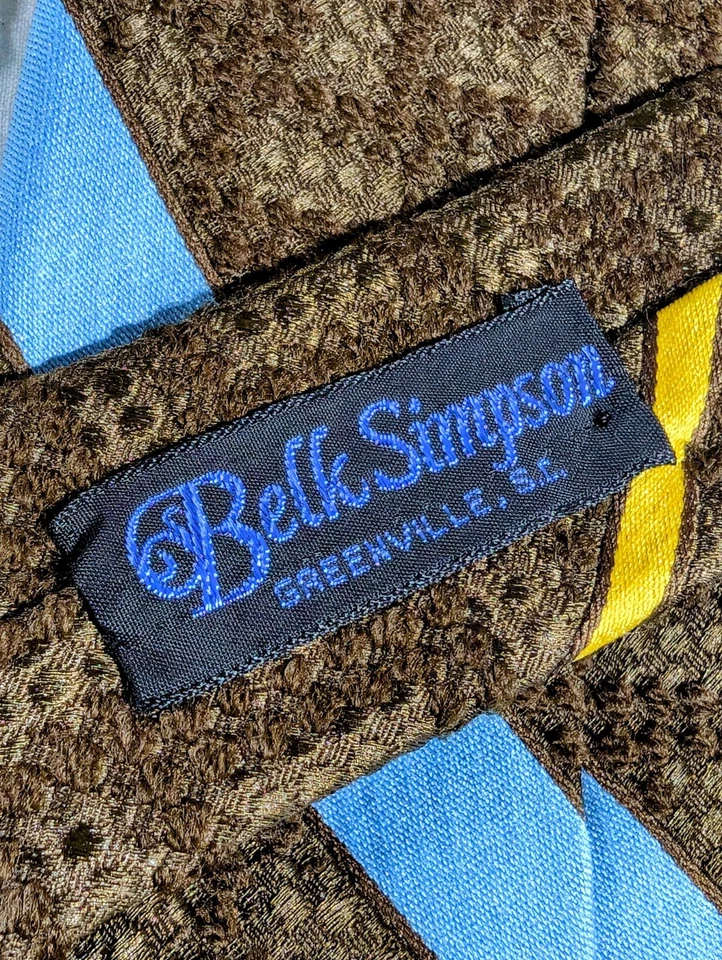Corbata de cuello vintage BELK SIMPSON Greenville SC Granny cuadrada tejida Repp retro preppy Foto 2 de 4