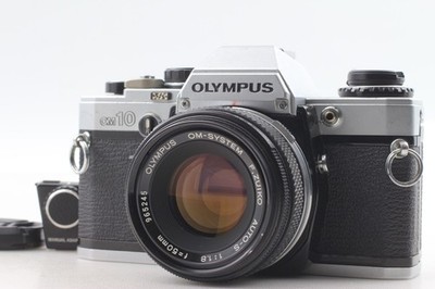 *Near Mint w/Manual Adapter* Olympus OM-10 Silver SLR Film Camera w/ 50mm F1.8