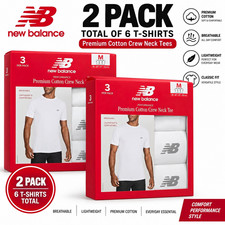 2 Pack New Balance Men s Premium Cotton Crew Neck Tee White Size M 6 Shirts