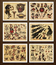 8.5x11 Sailor Jerry Classic Set 1 Vintage Tattoo Flash Design Sheets Art