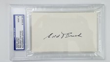 Edd Roush Signed Autograph Auto Index Card PSA/DNA Slab Reds Giants HOF MINT 9