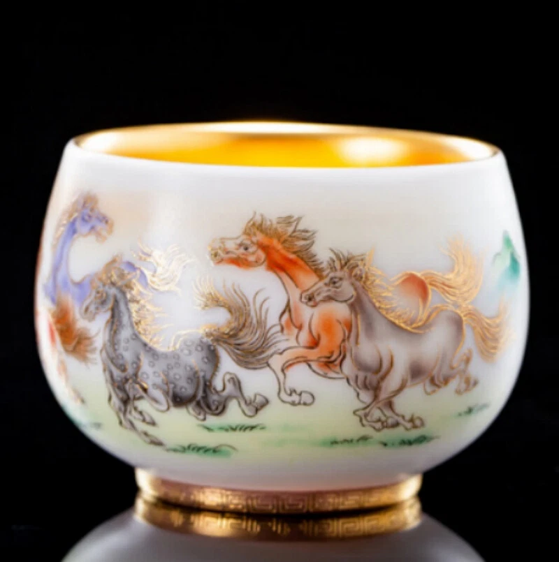 Taza de té dorada pintada a mano taza maestra de porcelana de jade cordero graso 190 ml Foto 4 de 4