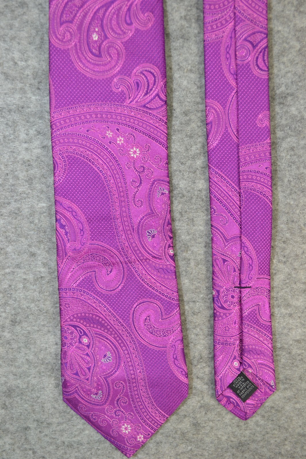 IKE Behar Neck Tie Mens Paisley Textured Woven Purple 100% Silk Designer USA