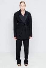 Raey  Exaggerated-shoulder Wool-blend Tux Blazer Navy 6