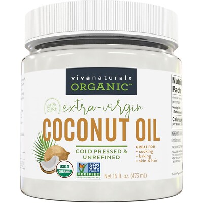 Viva Naturals Organic Coconut Oil, Cold-Pressed - Natural Hair /Skin Oil and ...