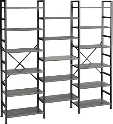 Stylish 6-Tier Bookshelf with 17 Open Shelves for Home & Office - Grey