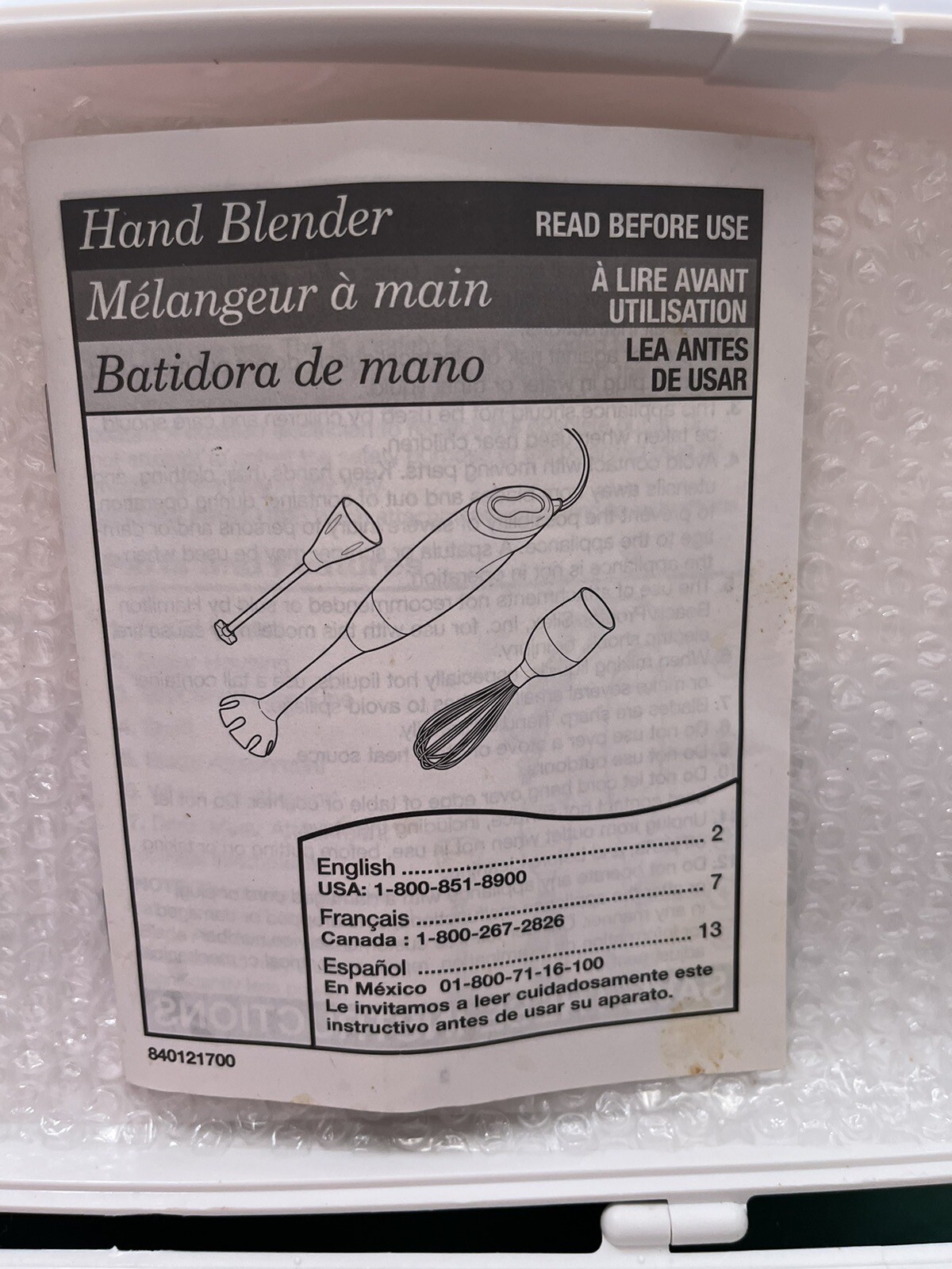 Hamilton Beach 2 Speed Hand Blender w/Case and 3 attachments Model