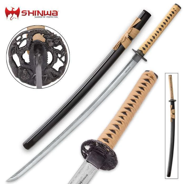 Espada Katana Japonesa 40" Shinwa Lista para Batalla Damasco Acero Ninja Samurai  Foto 3 de 4