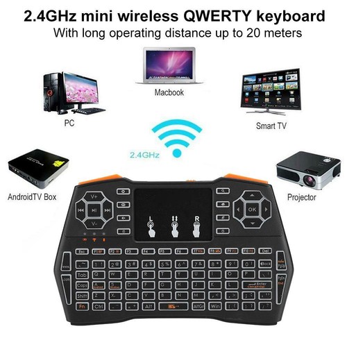 i8plus 2.4GHz Mini LED Backlight Wireless Keyboard Remote Control with Touchpad - Picture 3 of 12