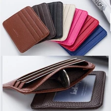Slim Thin Men Women Leather Wallet Money Clip Credit Card ID Holder Front Pocket