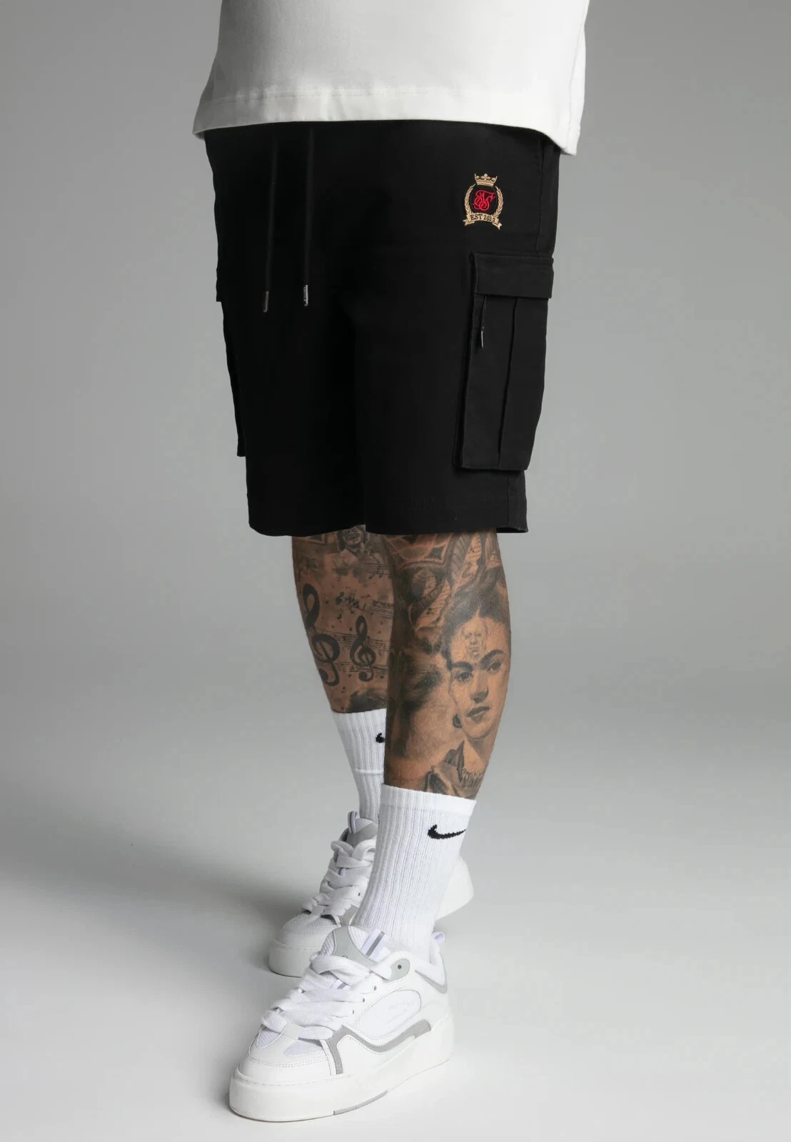 SikSilk Mens Black Cargo Shorts Medium 32" Waist