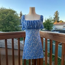 Nasty Gal Blue Floral Mini Dress Women Size 6