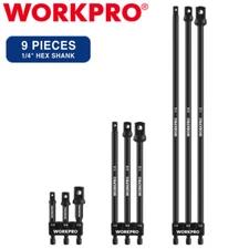 WORKPRO 9PC Socket Adapter Extension Set 1/4 3/8 1/2" Drive Impact Extension Bit