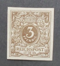 1889 Mi:450,-MiNr 45 PU IIb Krone/Adler 3 Pf braun Probedruck ungez. fast ** BPP