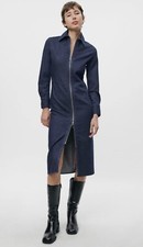 NWT ZARA ZIPPERED DENIM DRESS SIZE S
