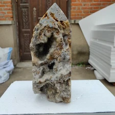 14.3LB Natural Fluorite Geode obelisk Quartz Cluster Crystal Pyramid Specimen